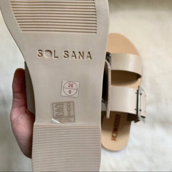 Free People Sol Sana April II Slide Sandals Flats Straps Leather Buckle Ecru 6 - Picture 11 of 15